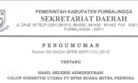 PENGUMUMAN!!! HASIL SELEKSI ADMINISTRASI CALON DIREKTUR UTAMA PT BPRS BUANA MITRA PERWIRA