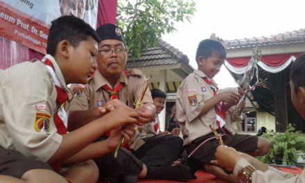 Siswa SD Belajar Membuat Wayang dari Ranting Daun Singkong