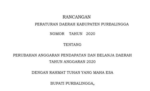 RAPERDA PERUBAHAN APBD TAHUN 2020