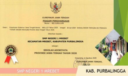 SMP N 1 Mrebet Dapat Penghargaan Sekolah Adiwiyata Provinsi Jawa Tengah 2020