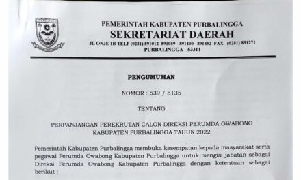 Pengumuman Perpanjangan Perekrutan Calon Direksi Perumda Owabong Kab. Purbalingga