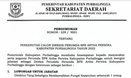 Pengumuman Perekrutan Calon Direksi Perumda BPR Artha Perwira Kab. Purbalingga